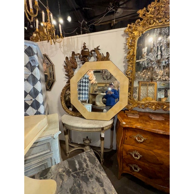 Wood Modern Karl Springer Design Octagonal Mirror For Sale - Image 7 of 9