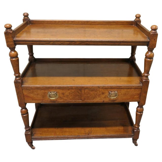 Brown Victorian Oak Three-Tier Buffet For Sale - Image 8 of 8