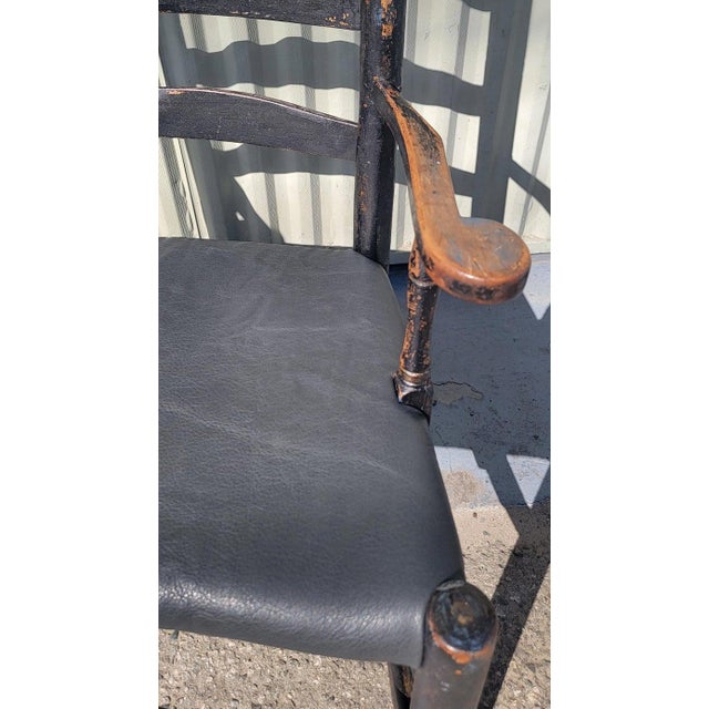 19Thc Early Original Black Painted Ladder Back Rocking Chair For Sale - Image 10 of 11