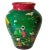 Art Deco Vintage Mexican Folk Art Vase Handpainted Terracotta Colorful Green Blue Red Glossy 8" X 7" For Sale - Image 3 of 15