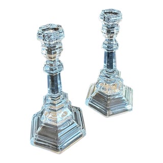 Tiffany and Co. American Traditional Crystal Candlestick Holders, a Pair For Sale