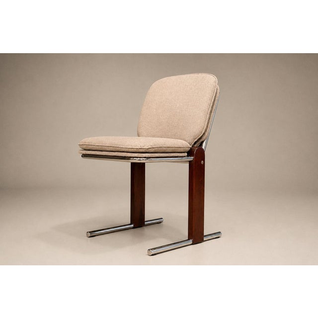1970s Percival Lafer “Contempo” Dining Chairs, Set of 4 — Hardwood, Chrome & Chenille, Brazil, 1970s - Lot 476B For Sale - Image 5 of 18