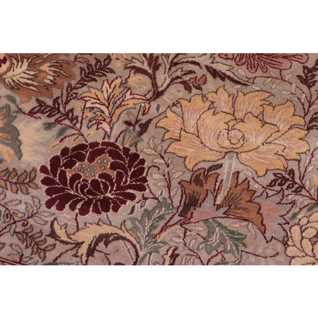 Shabby Chic Floral Square 1990's Pak-Persian Gray/Gray Wool Rug - 7'11'' X 8'1'' For Sale - Image 4 of 9