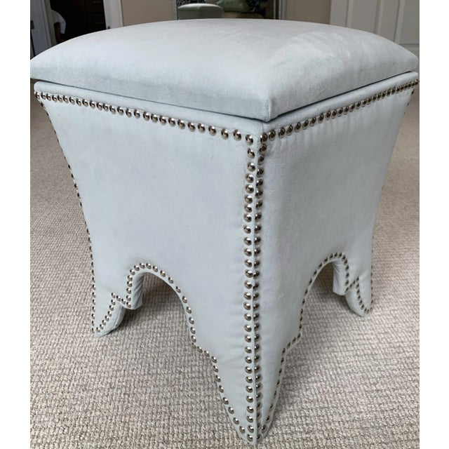 Sky Blue Safavieh Storage Ottoman in Robins Egg Blue For Sale - Image 8 of 8