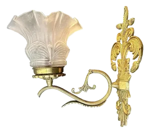 Empire French Bronze Wall Sconce with Flower Multilayer Glass Shade, 1930s