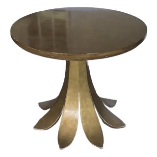 Mid Century Italian Gilt Wood and Birds Eye Maple Side Table For Sale