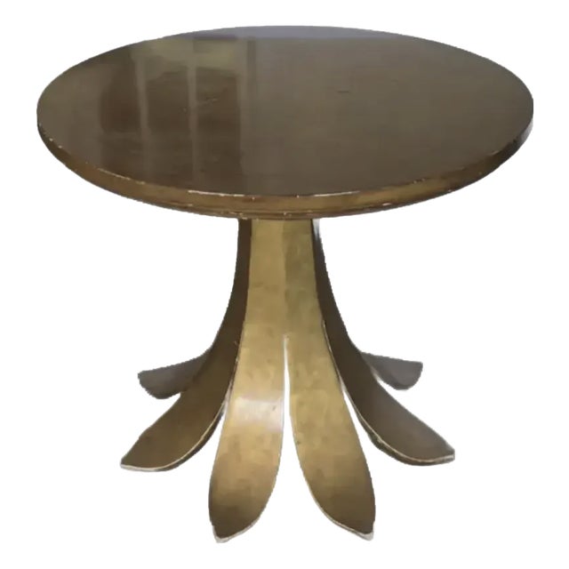 Mid Century Italian Gilt Wood and Birds Eye Maple Side Table For Sale