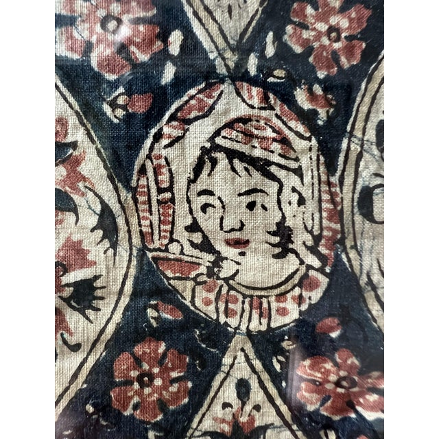 Large Vintage Hand‑Painted Yazd Silk Textile (1970s) — Architectural & Figurative Persian Fine Art For Sale In Washington DC - Image 6 of 6