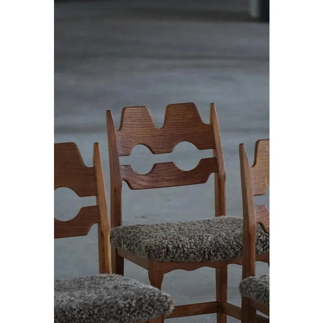 Vintage Razorblade Chairs in Oak and Lambswool by Henning Kjærnulf, 1960s, Set of 6 For Sale - Image 14 of 18