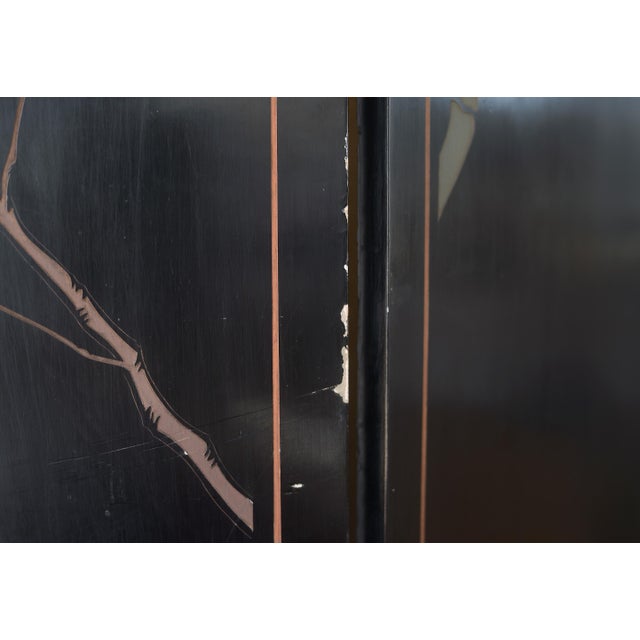 Vintage Asian Gold Leaf Coromandel 4-Panel Folding Screen With Birds in Nature Scenes For Sale - Image 16 of 18