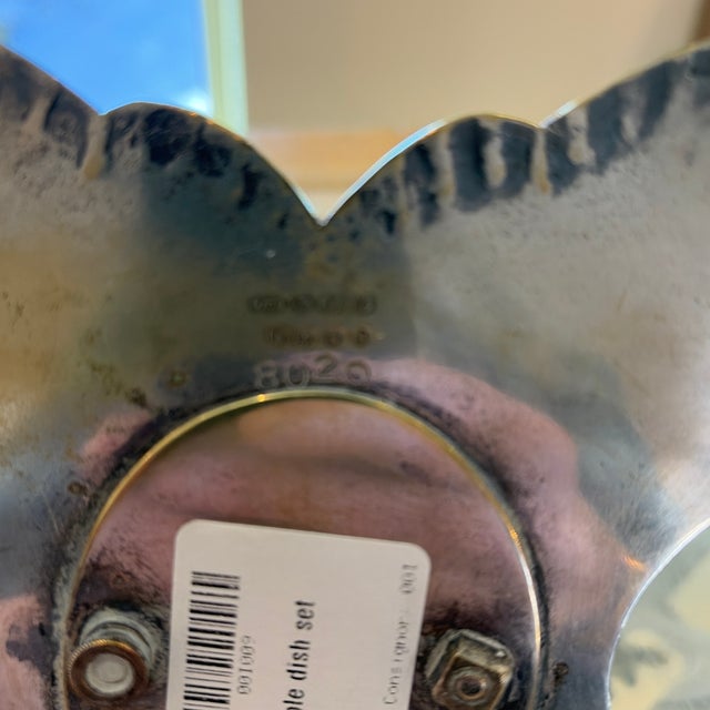 Late 19th Century Late 19th Century Heart Vaseline Glass Bowls in Silver Plated Tray. Victorian Brides Basket For Sale - Image 5 of 9