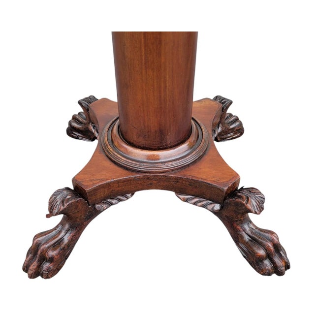 19th Century Mahogany Empire Drop Leaf End Table Hand Carved For Sale In Philadelphia - Image 6 of 14