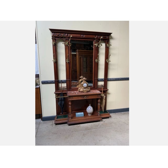 Antique Art Nouveau Walnut Wardrobe, 1900 For Sale - Image 4 of 11