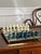 Chinese Stone Chess Set on Brass Framed and Footed Board in Blue and White, 1960s For Sale - Image 12 of 15