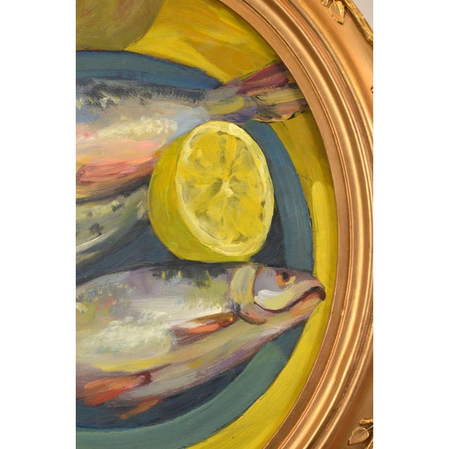 Natalia Bessonova, Still Life with Fish, 2016, Oil on Cardboard, Framed, in Very Good conditions. Designed from 2000 This...