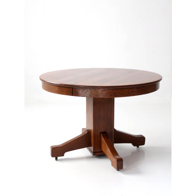 Antique Arts & Crafts Oak Pedestal Dining Table For Sale - Image 14 of 18