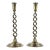 Antique English Pair of Large Brass Twist Candlesticks For Sale