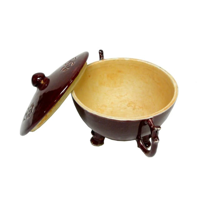 Chinese Dark Brick Red Ancient Style Ding With Dragon Handles and Legs For Sale - Image 4 of 8