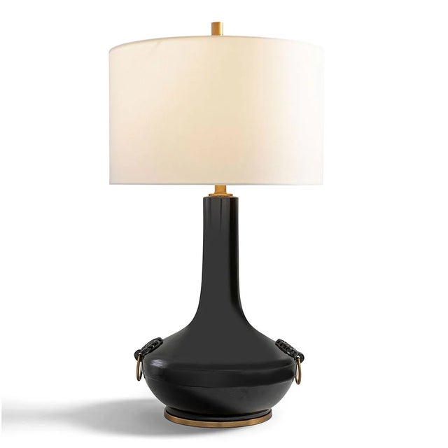 Ceramic Lotus Black Lamp For Sale - Image 7 of 7