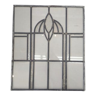 Likely Antique Leaded Glass Window Panel With Geometric and Textured Glass Design. For Sale