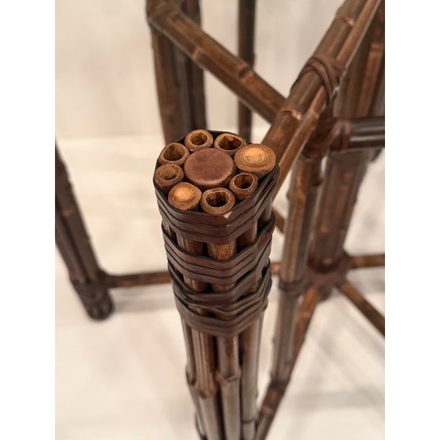 McGuire Organic Modern Bamboo Leather Wrapped Dining Table Base For Sale In Philadelphia - Image 6 of 9