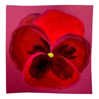 Pansy Study II, Original Acrylic Painting on Paper For Sale