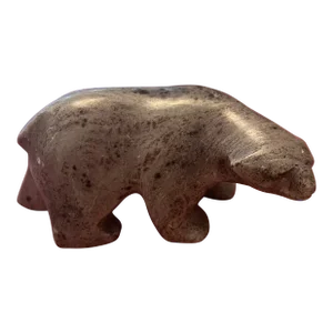 2000s Carved Soap Stone Bear by Ben Saclamana, Signed, Inuit, Alaska. Soapstone.