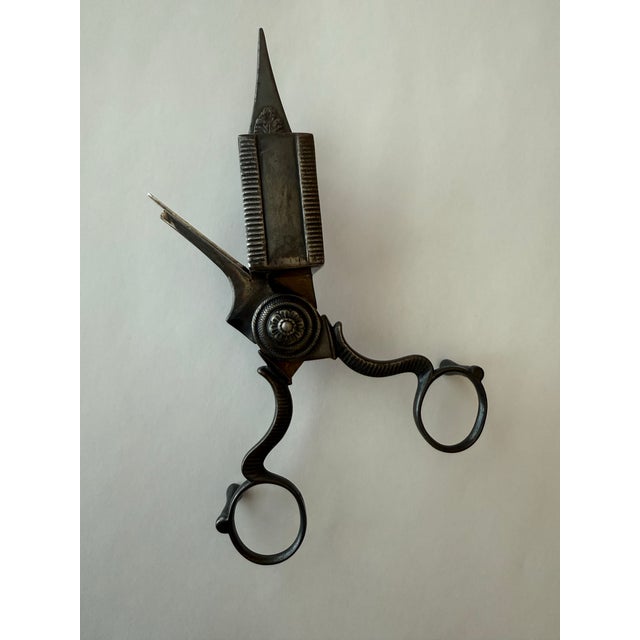 Gray Antique Footed Ornate Candle Snuffer Wick Cutter / Trimmer Scissors Late 19th Century Rare Design Details For Sale - Image 8 of 12