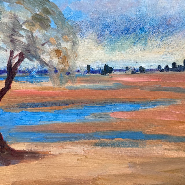 Vintage Original Oil Painting Impressionist Landscape Tree by Water For Sale In Tampa - Image 6 of 12