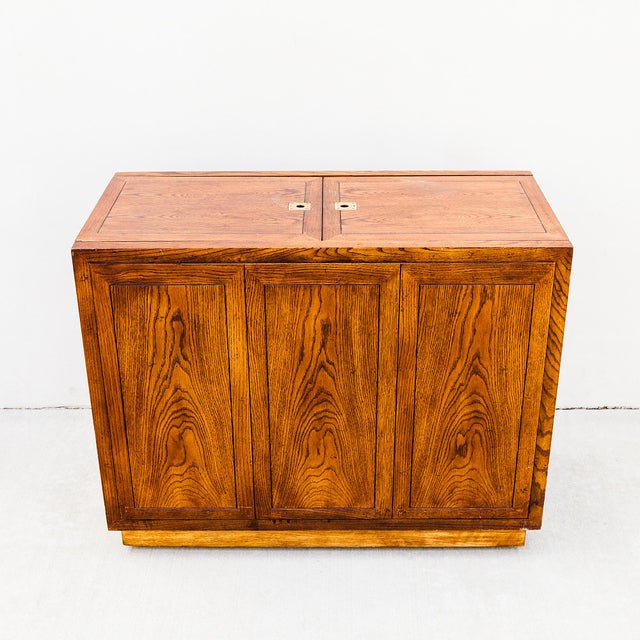 Vintage Mid Century Henredon Campaign Style Bar Cabinet With Brass Accents For Sale - Image 11 of 12