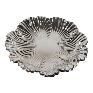 1950s Mid-Century Modern Spanish Sterling Silver Leaf Centerpiece Bowl For Sale