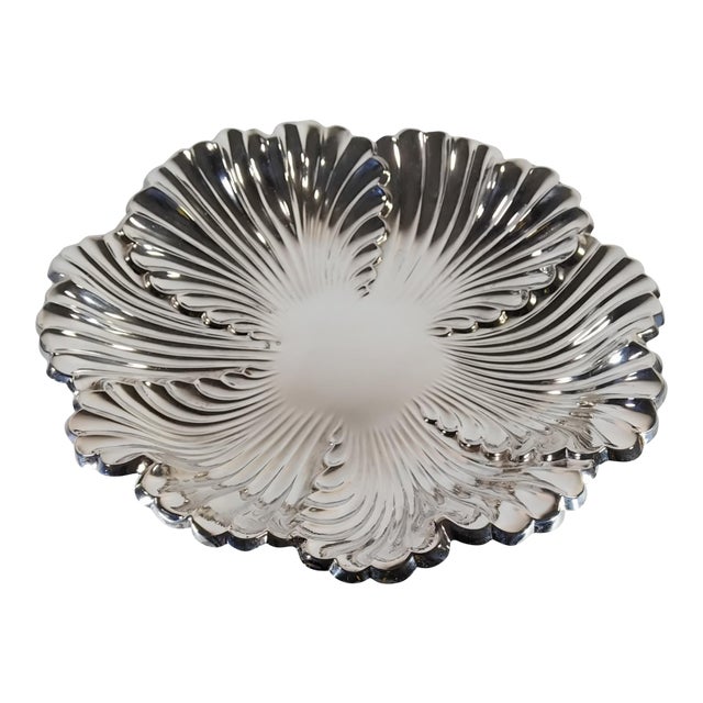 1950s Mid-Century Modern Spanish Sterling Silver Leaf Centerpiece Bowl For Sale