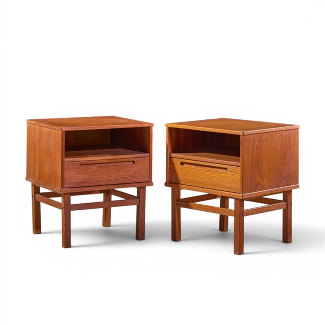 Mid-Century Modern Nils Jonsson for Tørring Møbelfabrik Mid Century Danish Teak Nightstands - Pair For Sale - Image 3 of 12