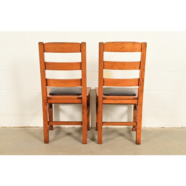 Limbert Antique Mission Oak Arts & Crafts Ladder Back Dining Chairs, Set of Four For Sale - Image 12 of 14