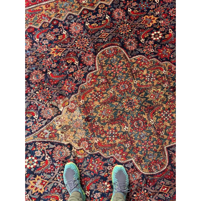 1930s Palace Size Persian Bibikibad in Deep Blue Plush Full Pile Rug 10.6 x 16.5 For Sale In Milwaukee - Image 6 of 6
