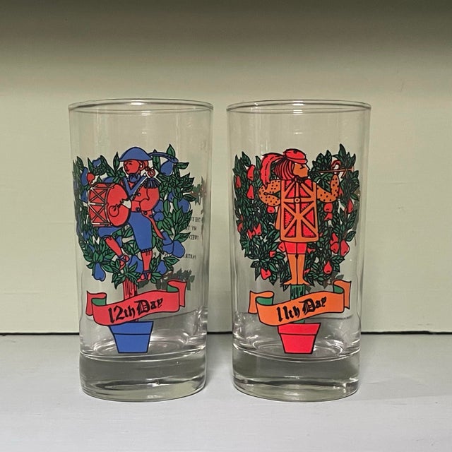 Mid 20th Century Mid 20th Century 12 Days of Christmas Tumblers- Set of Twelve For Sale - Image 5 of 6