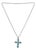 1970s Vintage Southwestern Boho Chic Religious Blue Larimar & Sterling Cross Pendant Necklace - 23” For Sale