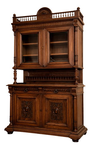 Renaissance-Style Carved Walnut Bookcase 1850