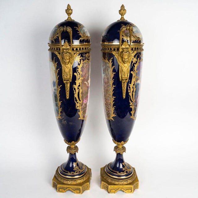 Napoleon III Vases in Sèvres Porcelain, Set of 2 For Sale - Image 3 of 13