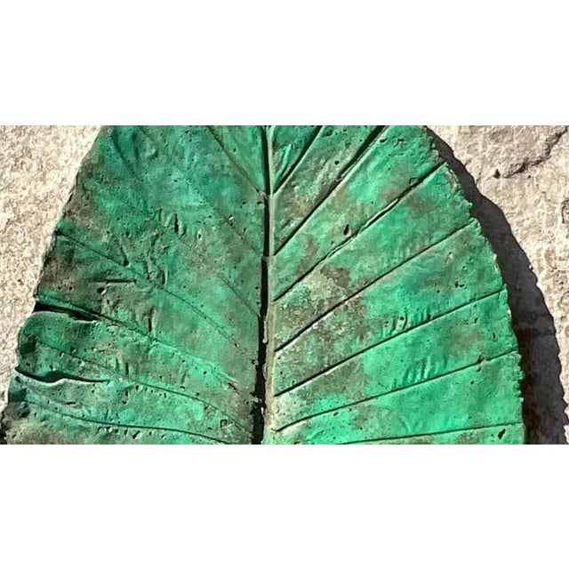 Vintage Monumental Boho Cast Concrete Elephant Ear Leaf For Sale - Image 10 of 14