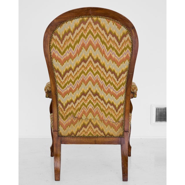 Wood Italian Reclining Upholstered Armchair of Walnut, 19th Century For Sale - Image 7 of 18