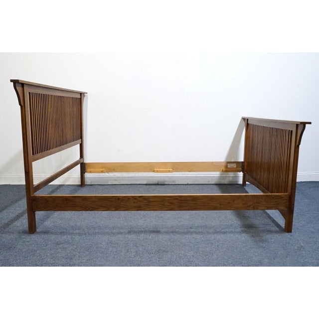Michael Howard Oak Contemporary Mission Style Queen Size Bed For Sale - Image 9 of 11