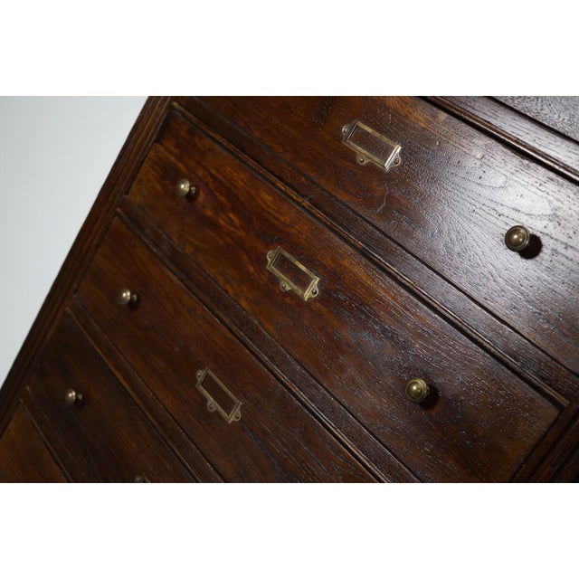 Vintage English Oak Filing Cabinet For Sale - Image 4 of 17