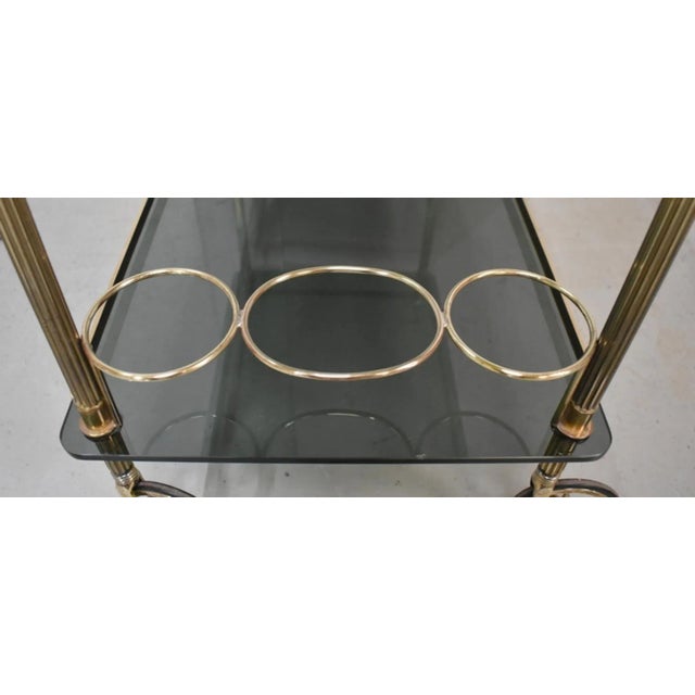 Rolling Brass & Smoked Glass Trolley, 1970s For Sale - Image 12 of 18