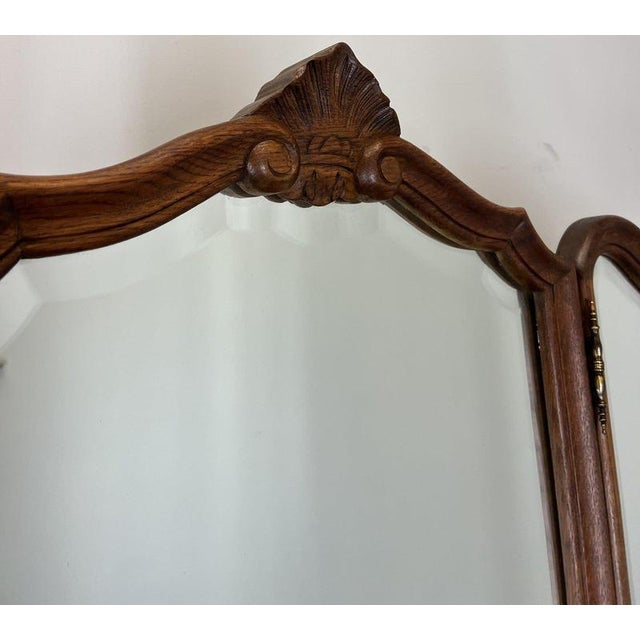 Vintage French Louis Style Oak Dressing Table with Mirror For Sale - Image 3 of 14