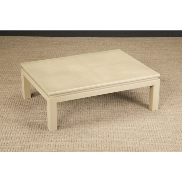 Animal Skin Karl Springer Reptile Embossed Leather Cocktail Table, Signed and Dated 1983 For Sale - Image 7 of 12