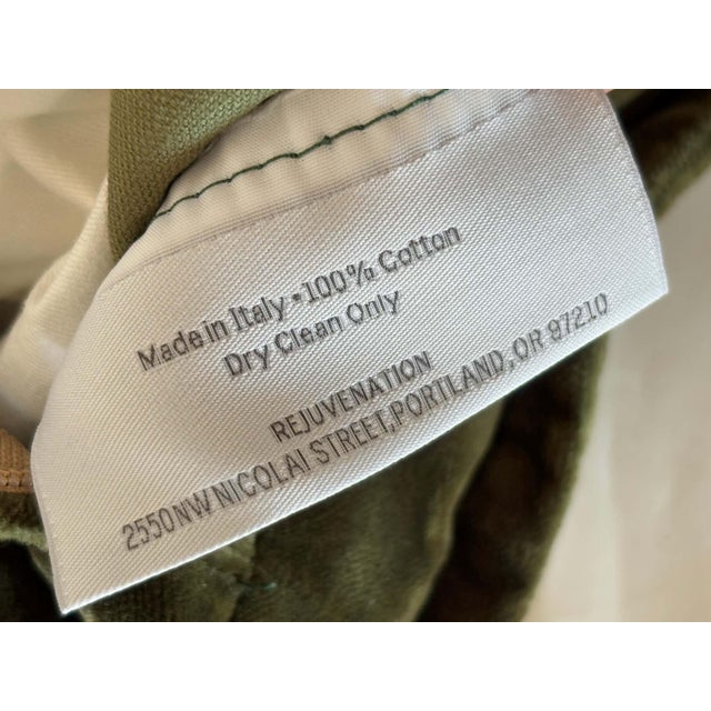 Olive Rejuvenation Olive Green Cotton Velvet Lumbar Pillow, Hand-Crafted For Sale - Image 8 of 10