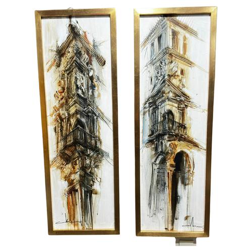 Abraham Pinto, Windows of Trujillo, Oil on Wood, Framed, Set of 2 For Sale - Image 12 of 12