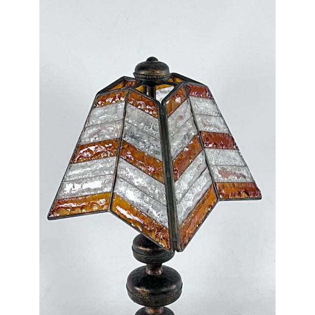 Mid-Century Modern Large Brutalist Thick Glass and Metal Table Lamp by Longobard, Italy, 1970s For Sale - Image 3 of 18