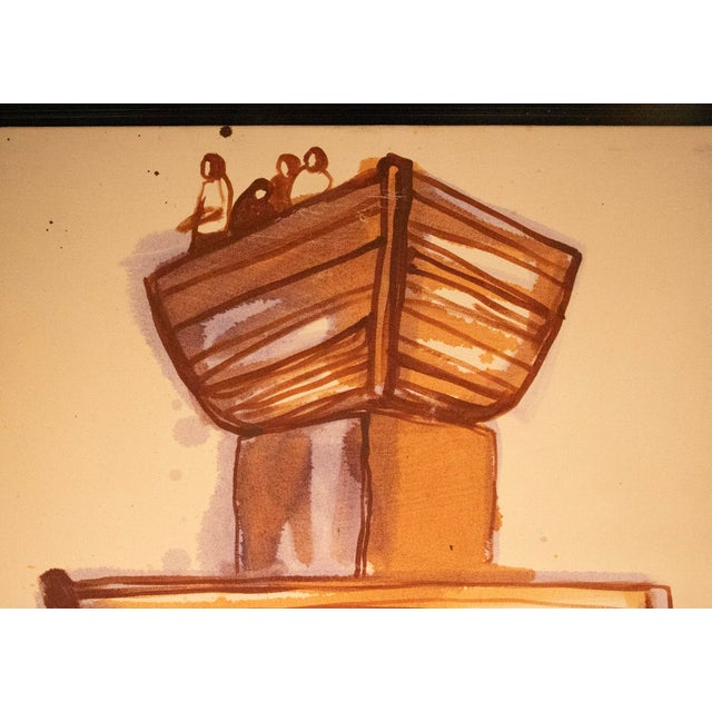 Surrealism Alexis Leyva Machado “Kcho” – Columna Infinita – Mixed Media on Canvas - Coa - 49" H X 37" W For Sale - Image 3 of 5